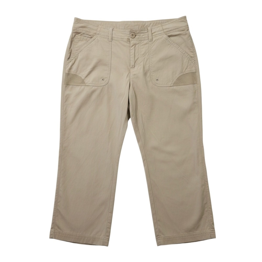 Columbia PFG Capri Pants Womens 10 Beige Khaki Nylon Stretch Outdoors Fishing